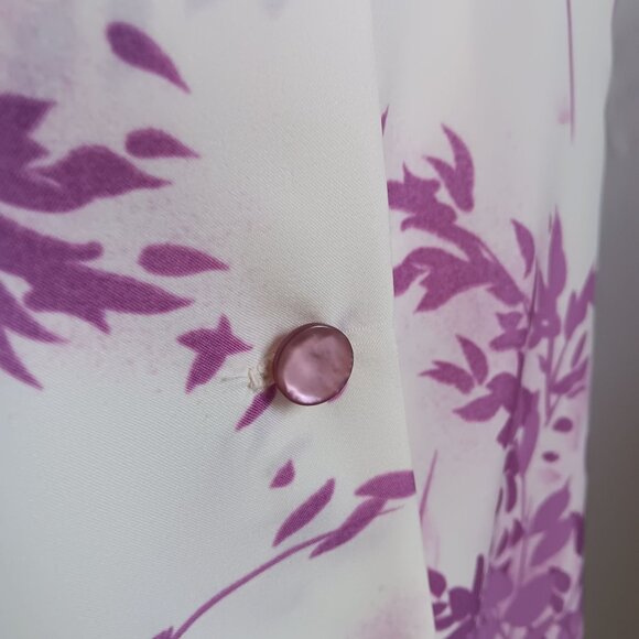 Large Vintage 1970's Pykettes Womens Groovy Mom Top/Blouse Purple Floral Print - Picture 7 of 8